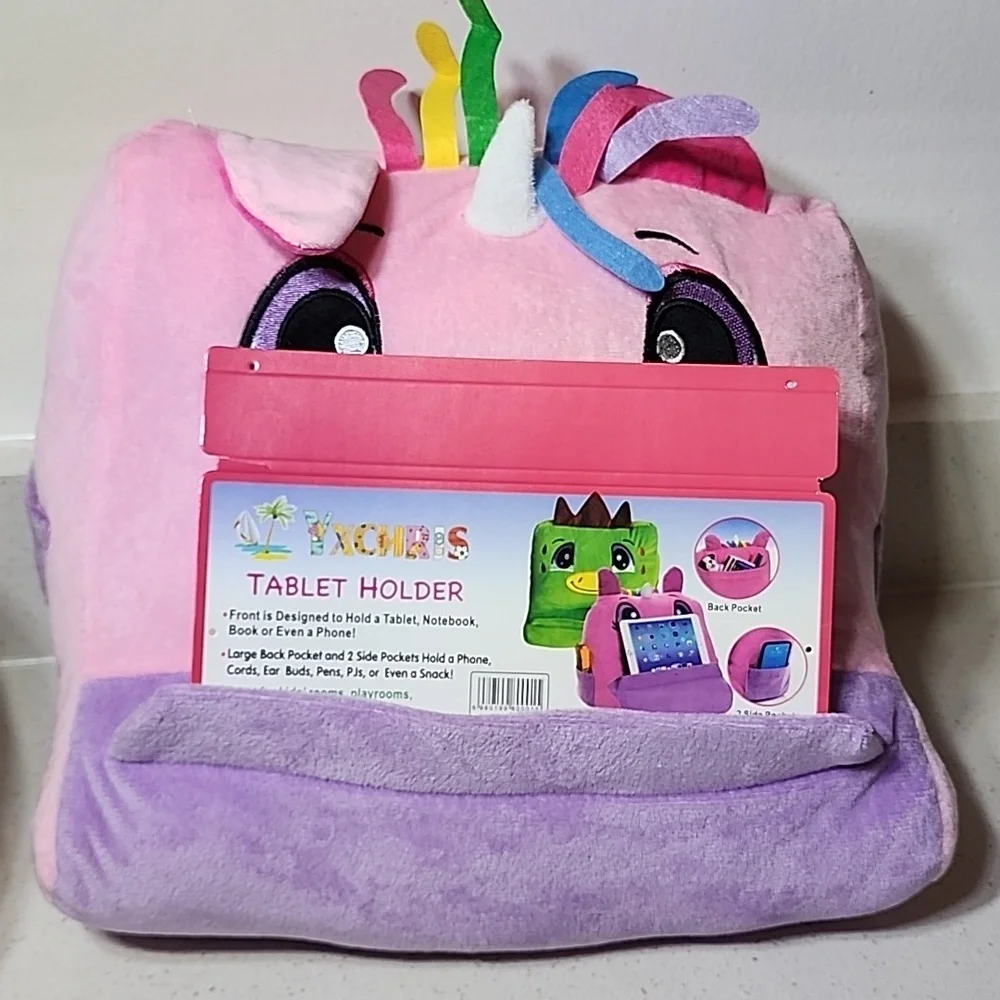 Plush Unicorn Pillow. Tablet , Book, Phone Holder. Purple And Pink NEW with Tags - Picture 9 of 9